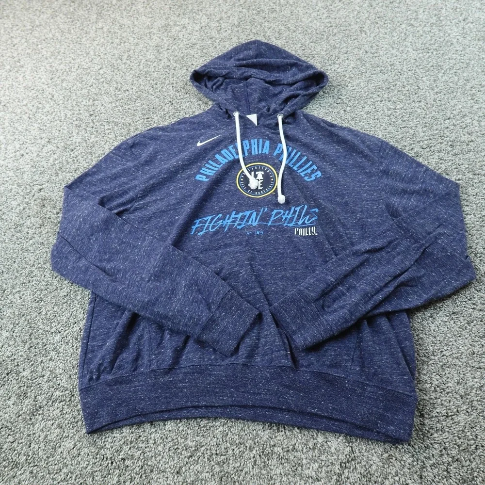 Philadelphia Phillies Hoodie Mens L Blue MLB Baseball Nike Fightin Phils Sweater
